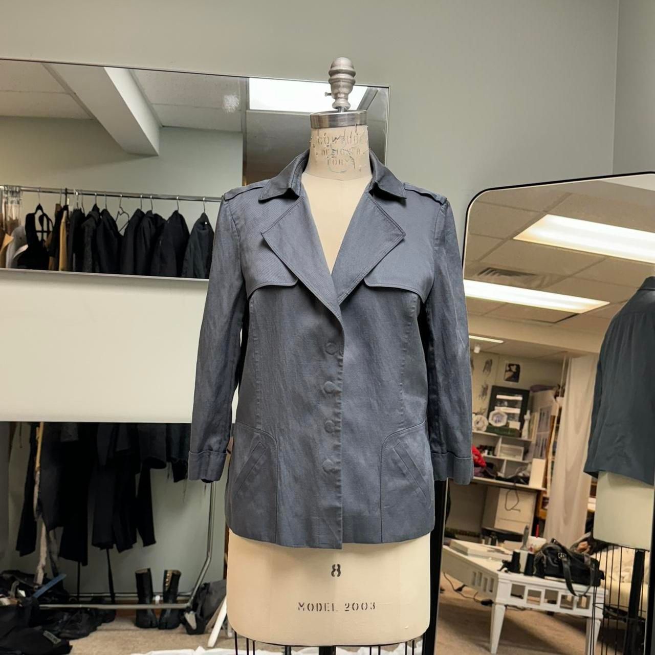 Gray Quarter Sleeve Blazer Jacket